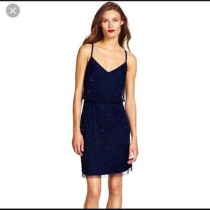 Adrianna Papell short beaded navy dress